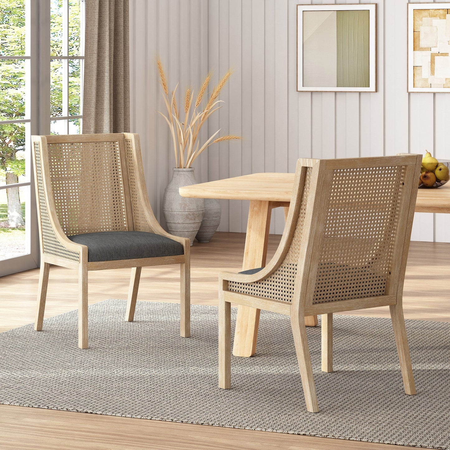 Maurers Esszimmerstühle aus Rohrgeflecht und Holz (2er-Set) von Christopher Knight Home