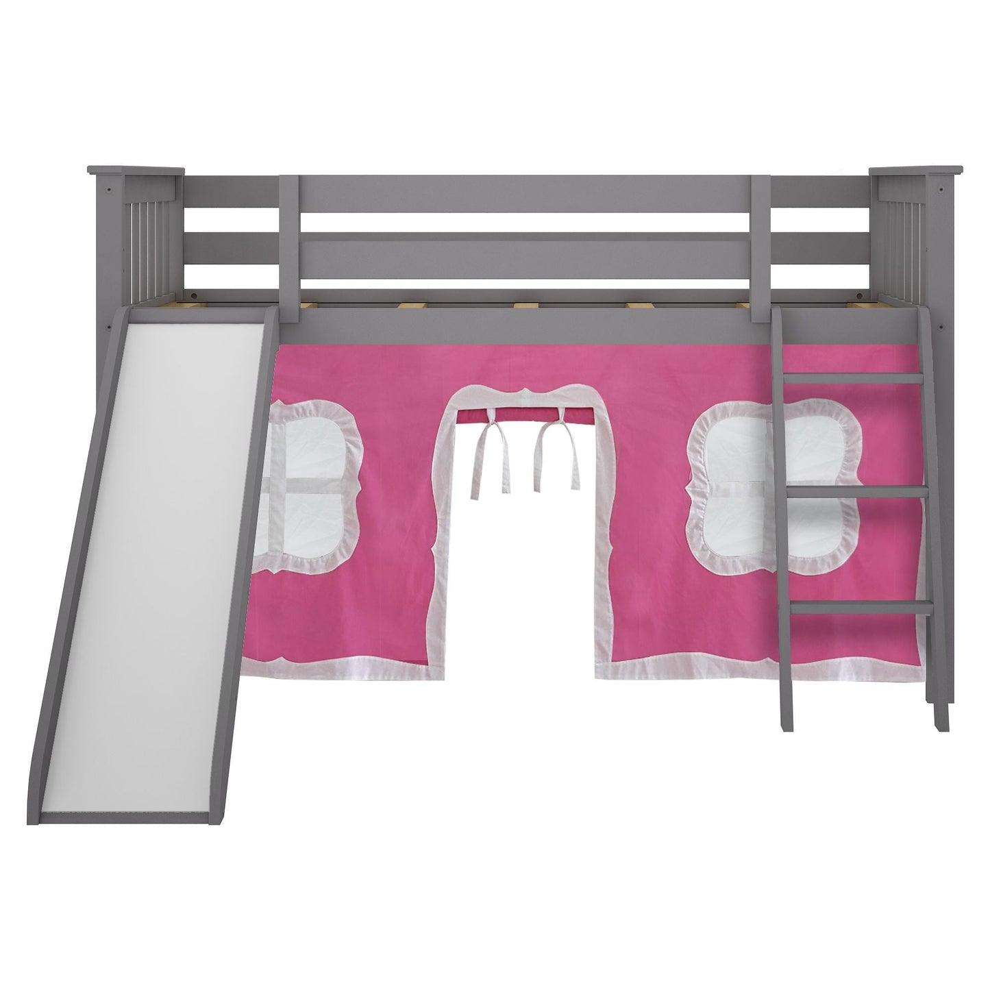 Max and Lily Twin Low Loft mit Rutsche und Vorhängen