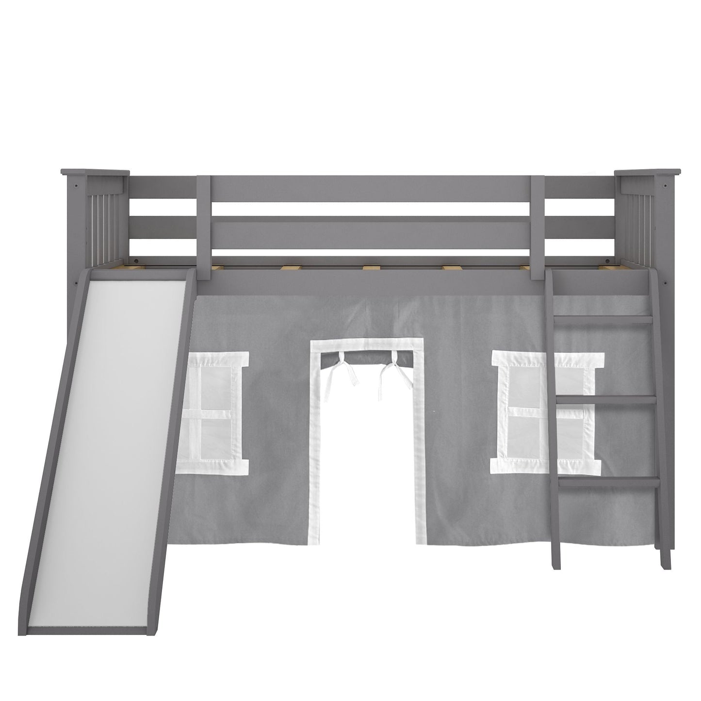 Max and Lily Twin Low Loft mit Rutsche und Vorhängen