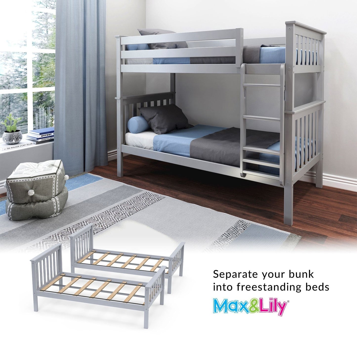 Max and Lily Twin über Twin Etagenbett aus Massivholz