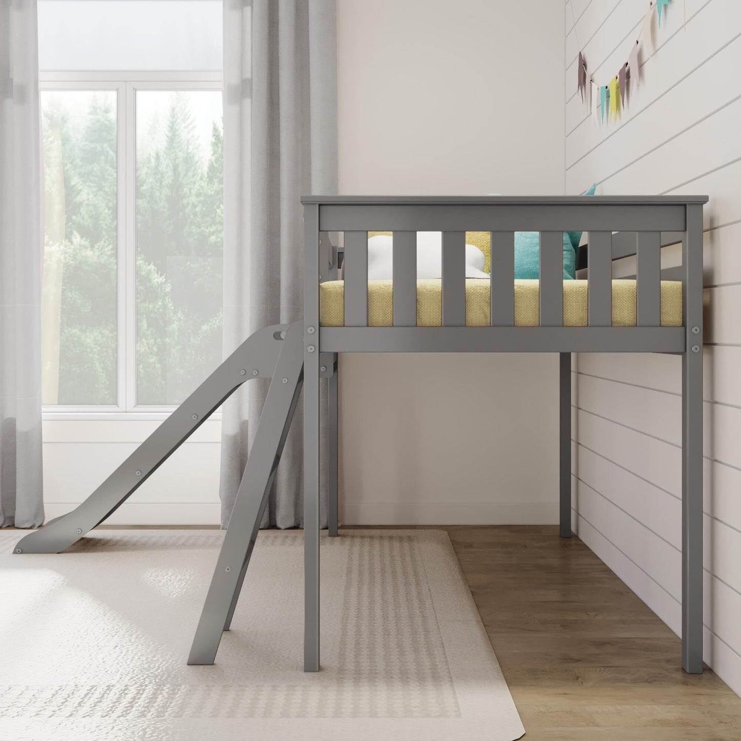 Max and Lily Classic Twin-Size Low Loft mit Easy Slide
