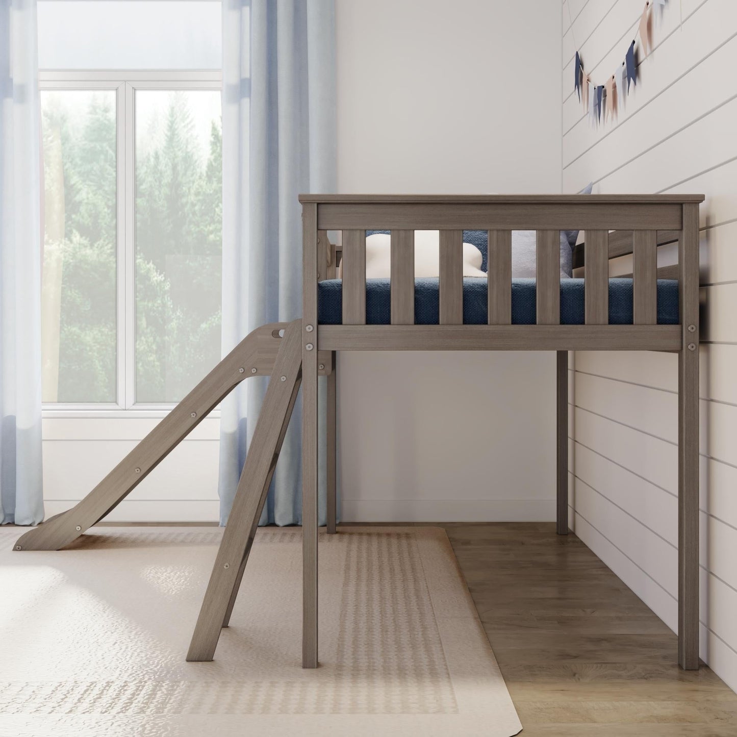 Max and Lily Classic Twin-Size Low Loft mit Easy Slide