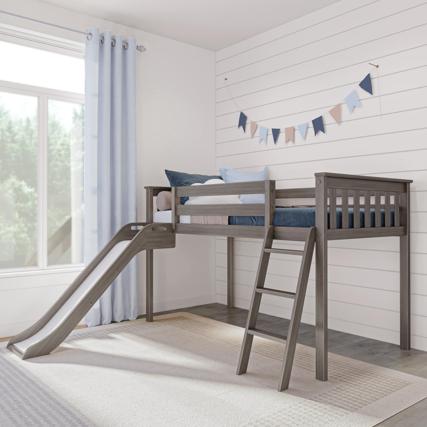 Max and Lily Classic Twin-Size Low Loft mit Easy Slide
