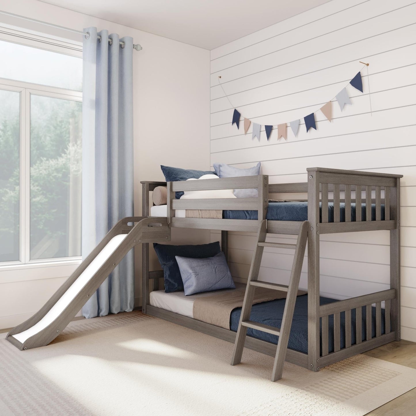 Max and Lily Classic Twin über Twin Niedriges Etagenbett mit Easy Slide