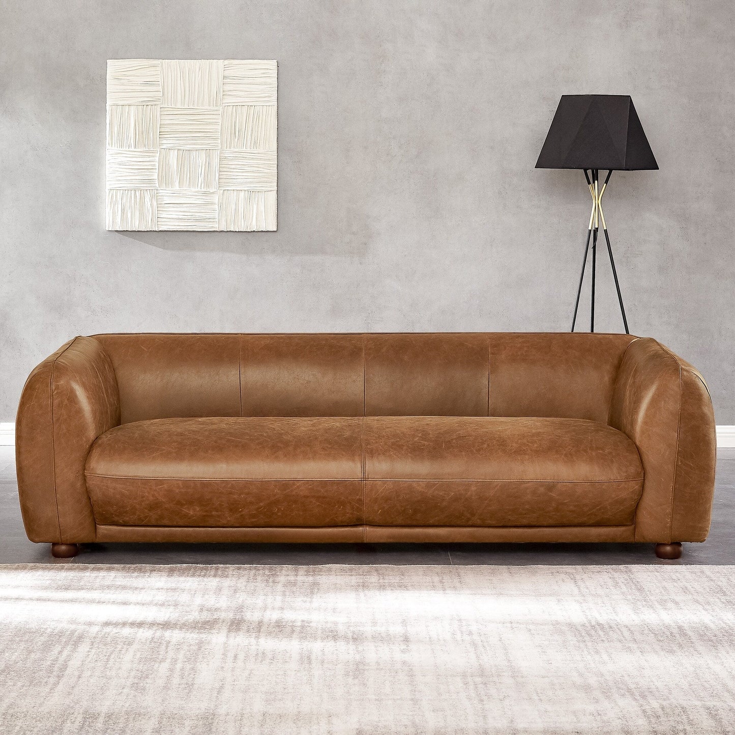 Mayla Mid Century Modern Luxury Italian Leather Couch