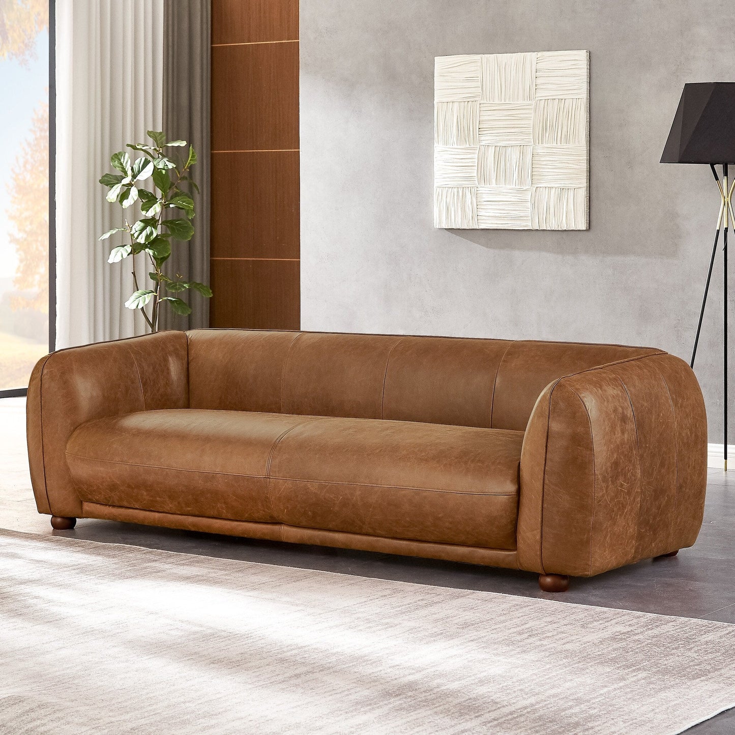 Mayla Mid Century Modern Luxury Italian Leather Couch