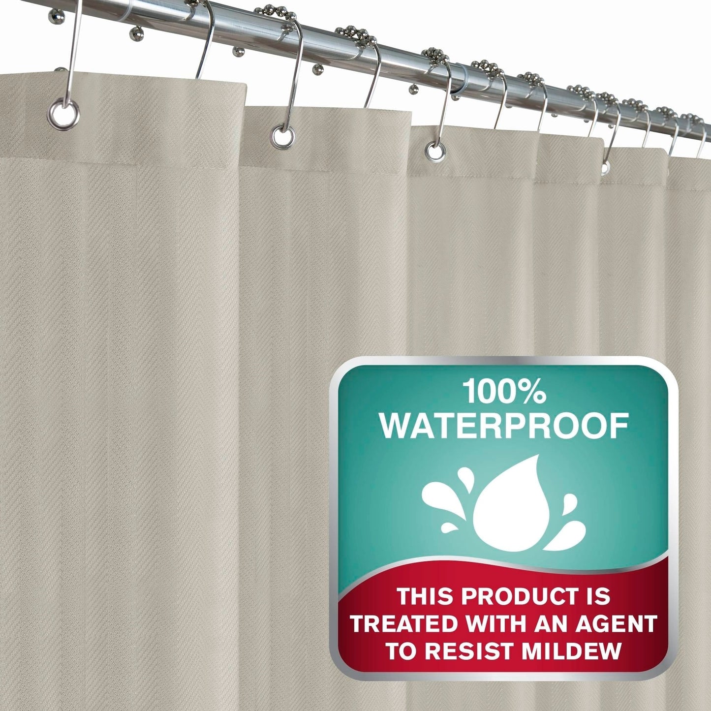 Maytex Fischgrätenmuster Ultimativer wasserdichter Duschvorhang oder -einlage aus Stoff
