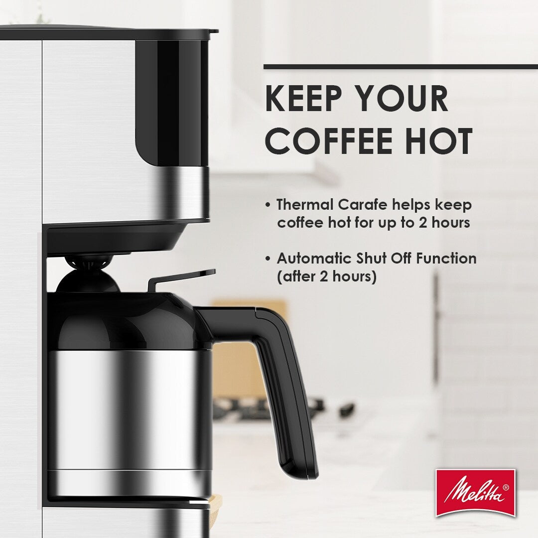 Melitta Aroma Tocco 8-Tassen-Filterkaffeemaschine mit Thermoskanne und Touch-Control-Display