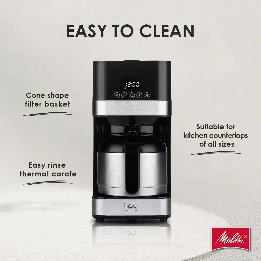 Melitta Aroma Tocco 8-Tassen-Filterkaffeemaschine mit Thermoskanne und Touch-Control-Display
