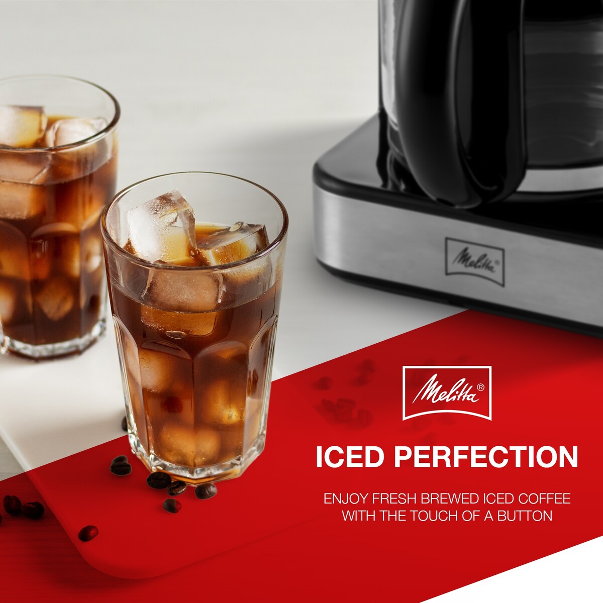 Melitta Aroma Tocco Plus 12-Tassen-Filterkaffeemaschine für Heiß- und Eiskaffee mit Glaskaraffe und Touch-Control-Display