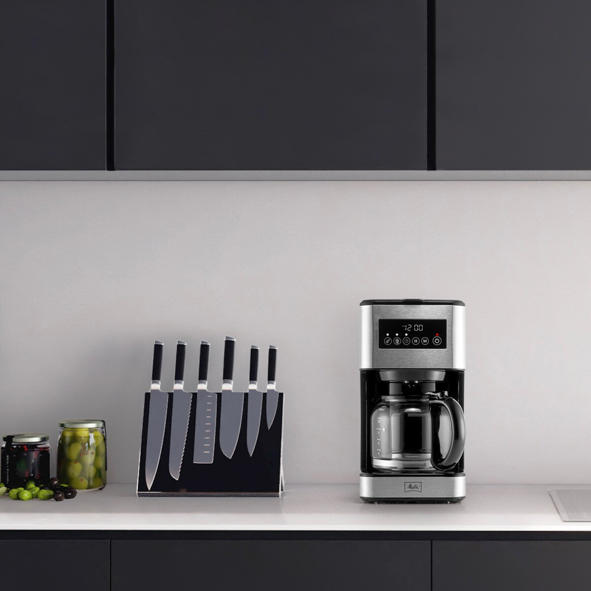 Melitta Aroma Tocco Plus 12-Tassen-Filterkaffeemaschine für Heiß- und Eiskaffee mit Glaskaraffe und Touch-Control-Display