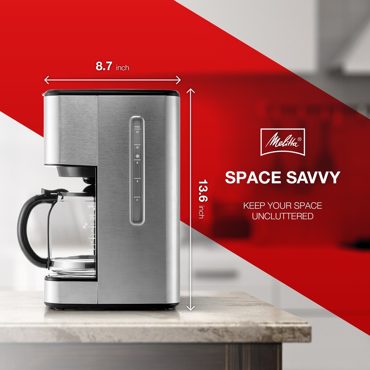 Melitta Aroma Tocco Plus 12-Tassen-Filterkaffeemaschine für Heiß- und Eiskaffee mit Glaskaraffe und Touch-Control-Display
