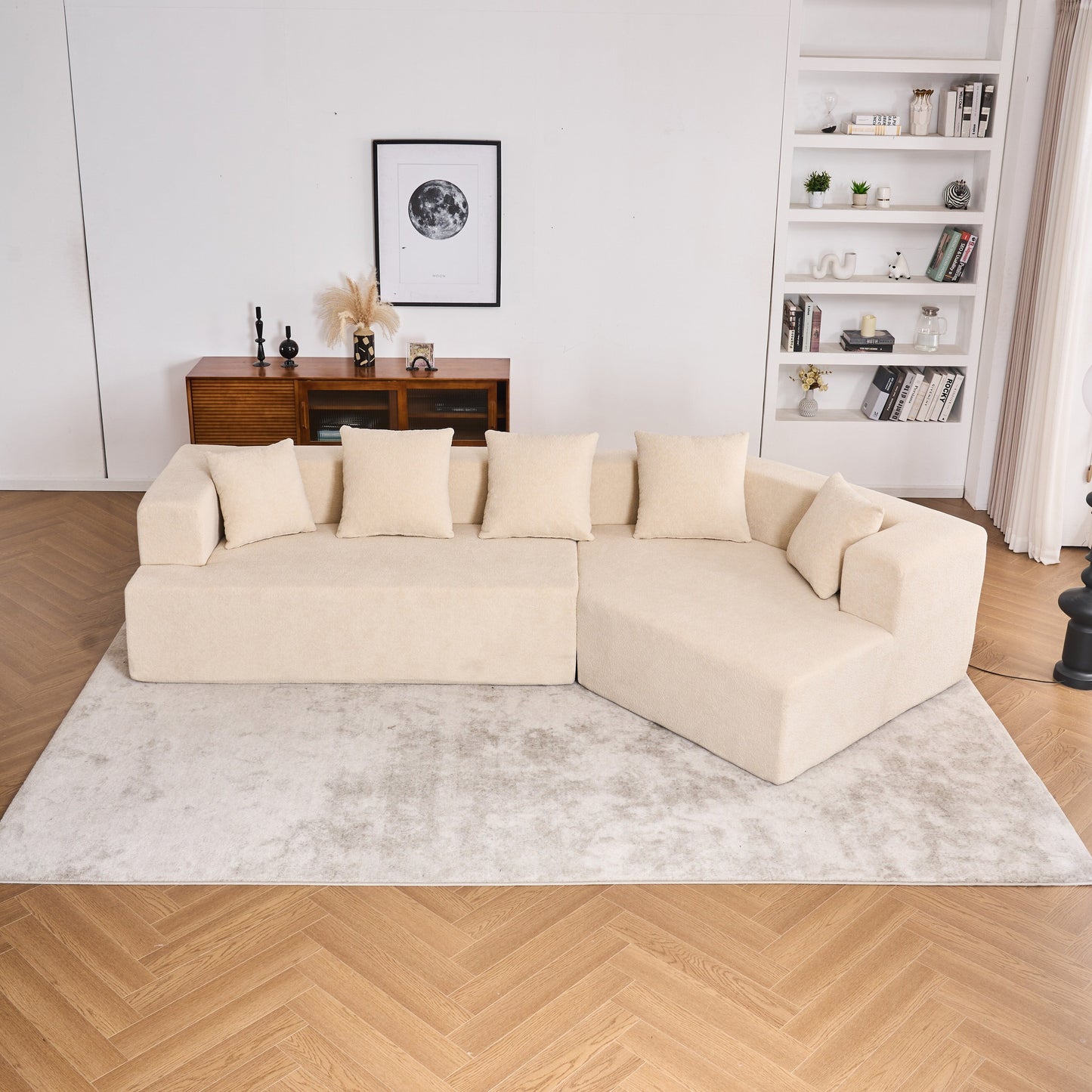 Memory Foam Couch, No Installation & Easy to Transport, Deep Seat Modern Sofa with Chenille Fabric