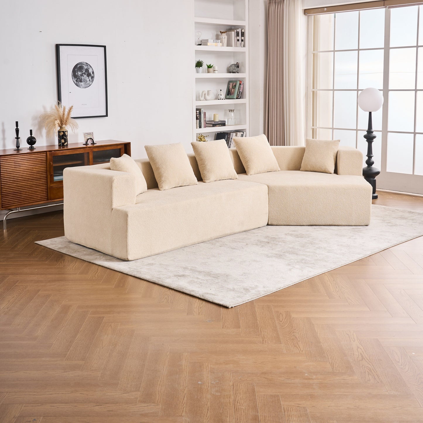 Memory Foam Couch, No Installation & Easy to Transport, Deep Seat Modern Sofa with Chenille Fabric