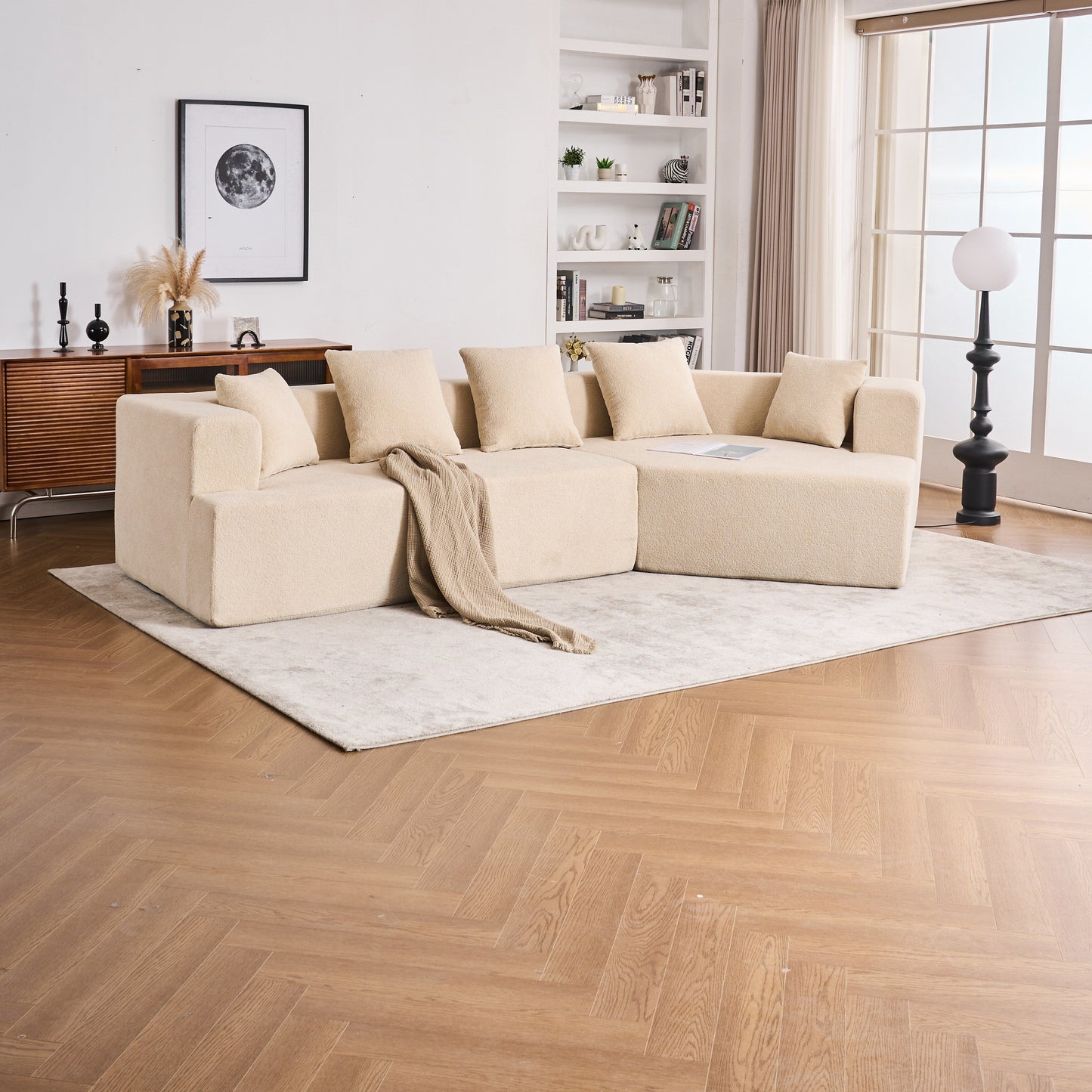 Memory Foam Couch, No Installation & Easy to Transport, Deep Seat Modern Sofa with Chenille Fabric