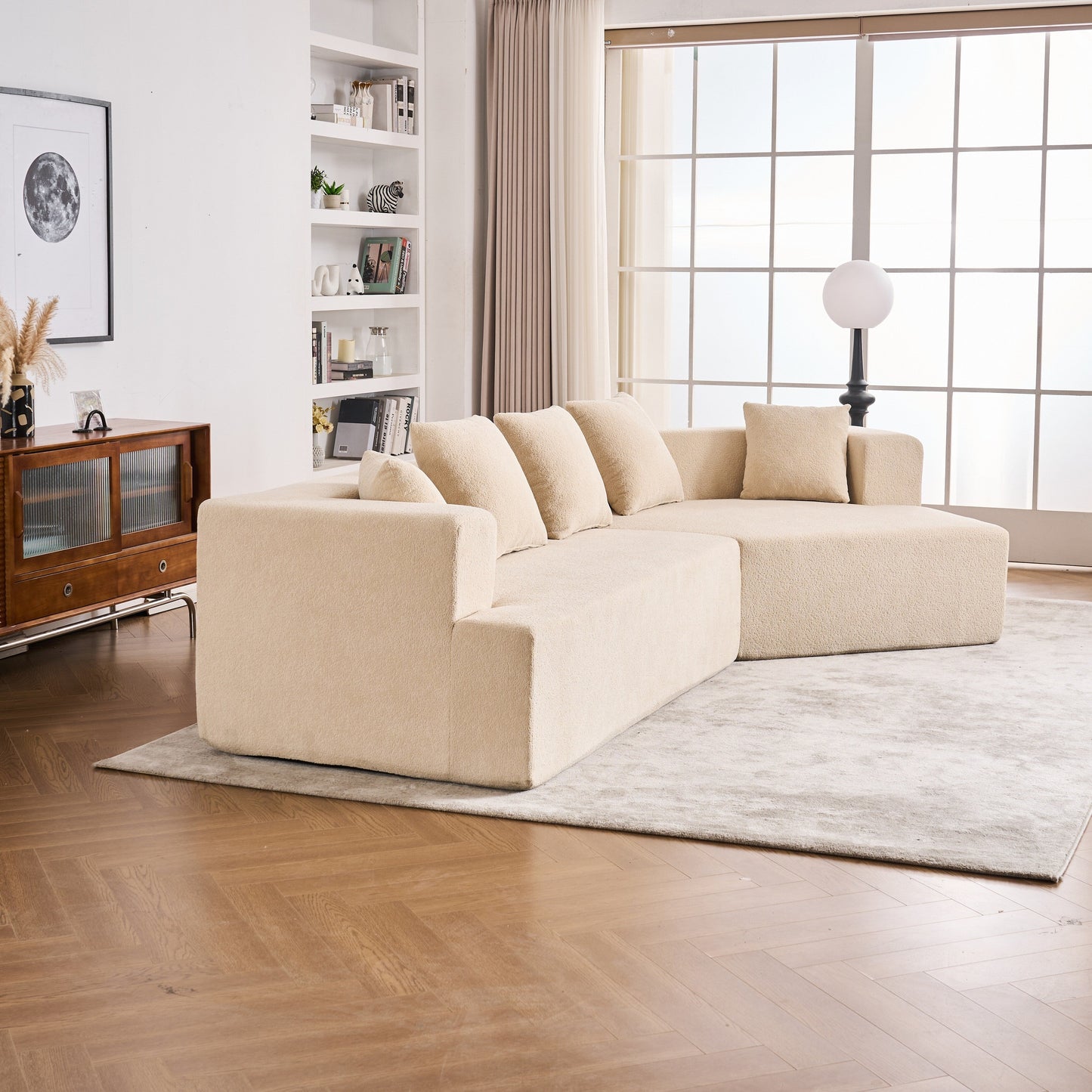 Memory Foam Couch, No Installation & Easy to Transport, Deep Seat Modern Sofa with Chenille Fabric