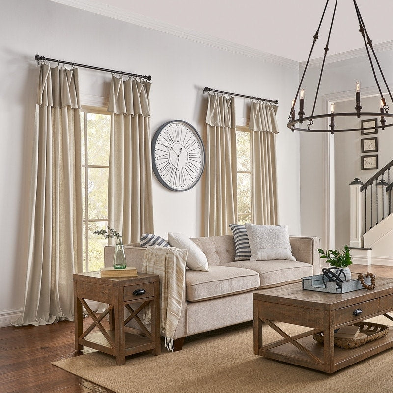 Mercantile Drop Cloth Lichtfilterring Top Tab Farmhouse Vorhang Panel mit Volant