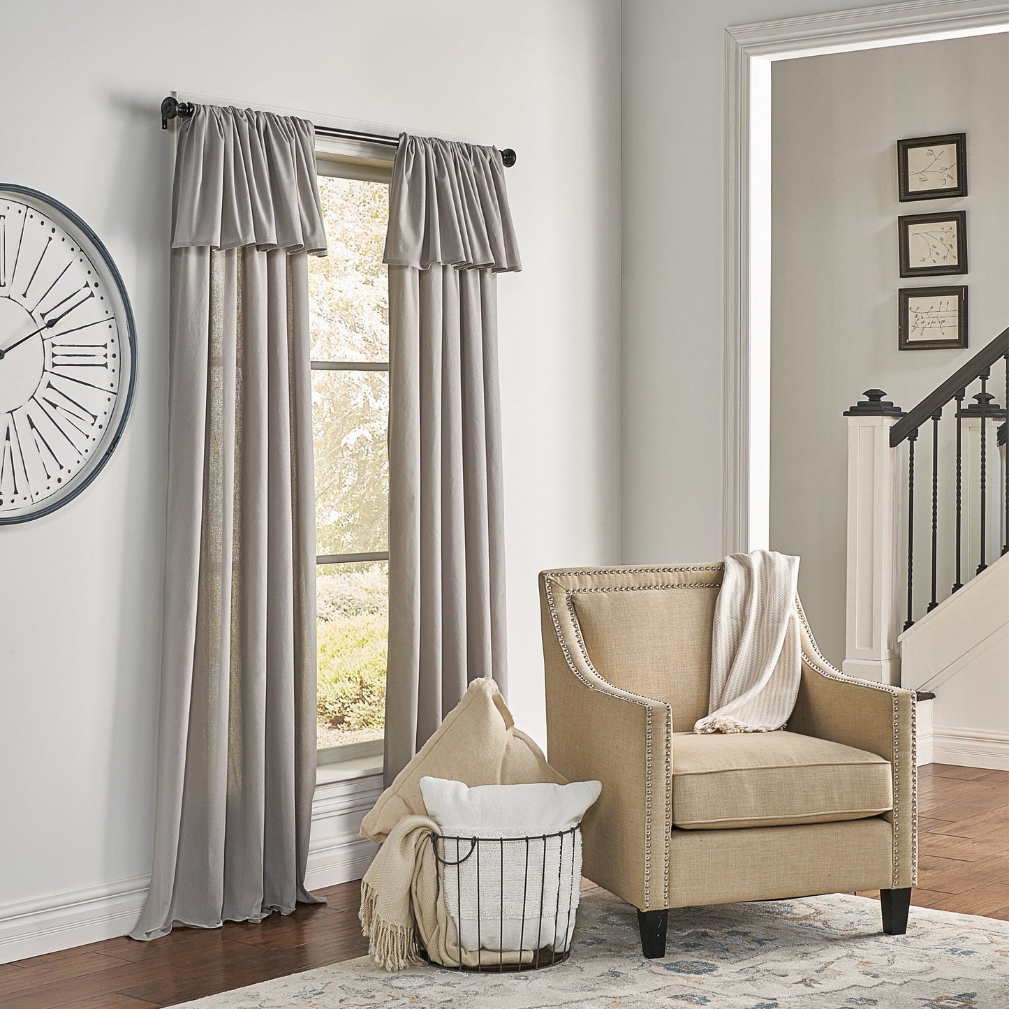 Mercantile Drop Cloth Lichtfilterring Top Tab Farmhouse Vorhang Panel mit Volant