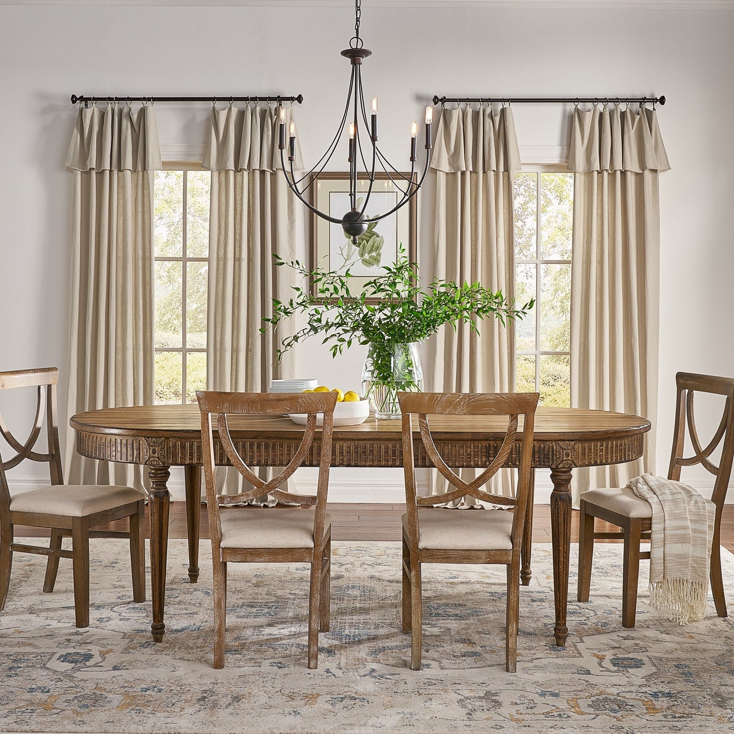 Mercantile Drop Cloth Lichtfilterring Top Tab Farmhouse Vorhang Panel mit Volant