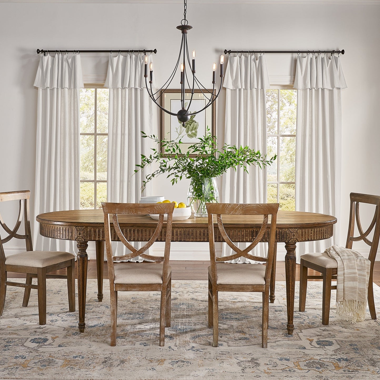 Mercantile Drop Cloth Lichtfilterring Top Tab Farmhouse Vorhang Panel mit Volant