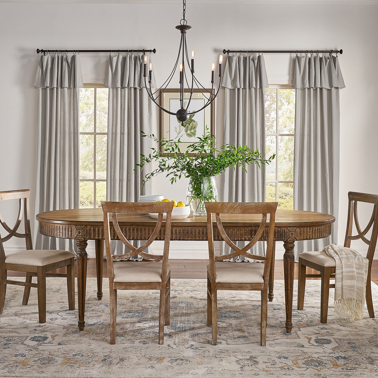 Mercantile Drop Cloth Lichtfilterring Top Tab Farmhouse Vorhang Panel mit Volant