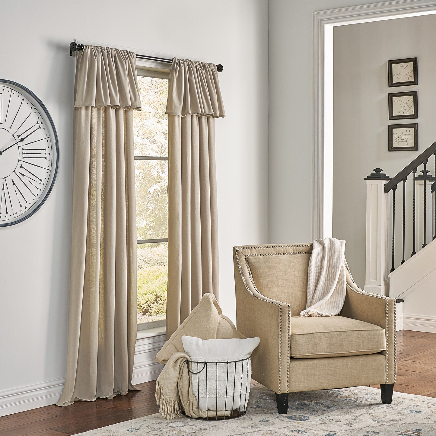 Mercantile Drop Cloth Lichtfilterring Top Tab Farmhouse Vorhang Panel mit Volant