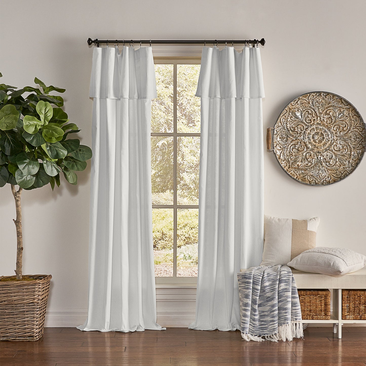 Mercantile Drop Cloth Lichtfilterring Top Tab Farmhouse Vorhang Panel mit Volant