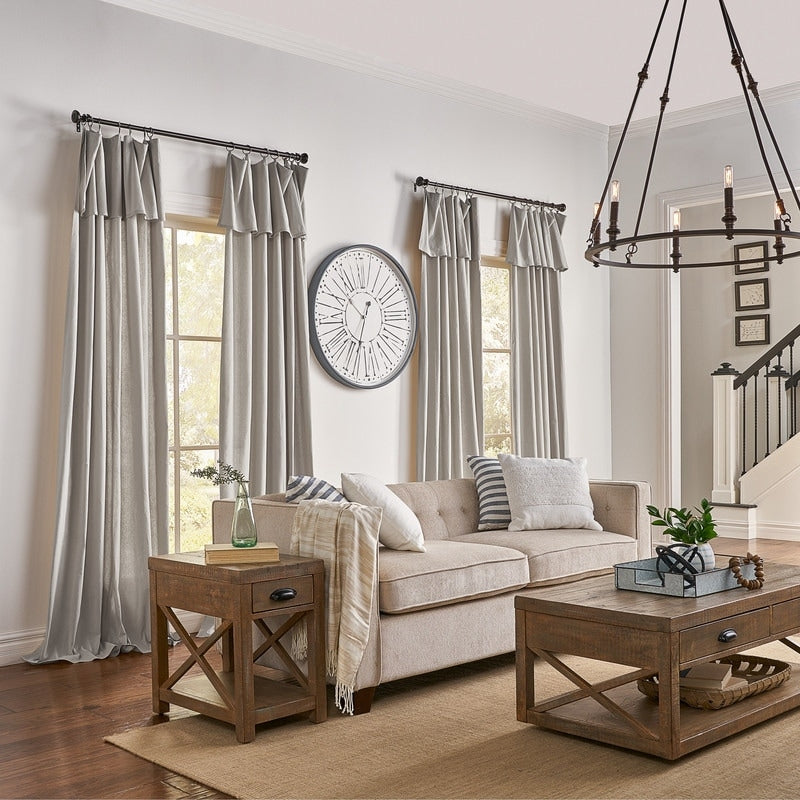 Mercantile Drop Cloth Lichtfilterring Top Tab Farmhouse Vorhang Panel mit Volant