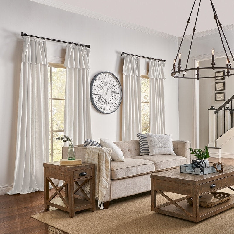 Mercantile Drop Cloth Lichtfilterring Top Tab Farmhouse Vorhang Panel mit Volant