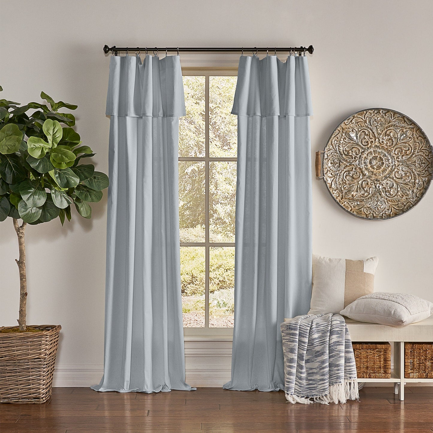 Mercantile Drop Cloth Lichtfilterring Top Tab Farmhouse Vorhang Panel mit Volant