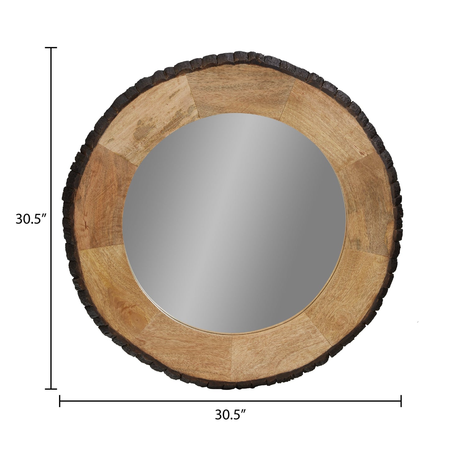Runder Wandspiegel Meredith aus Holz mit natürlicher Kante von River of Goods – 30,5 x 1 x 30,5
