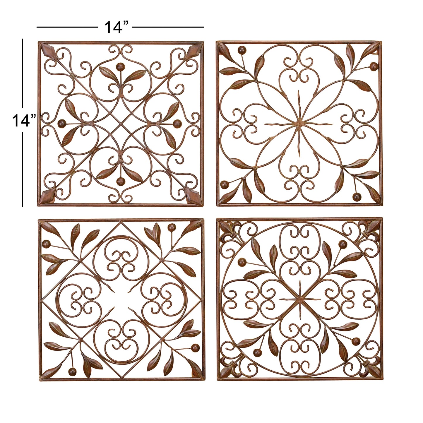Wanddekoration mit Metallrollen – 4er-Set, Dunkelbraun – Roche River Decor