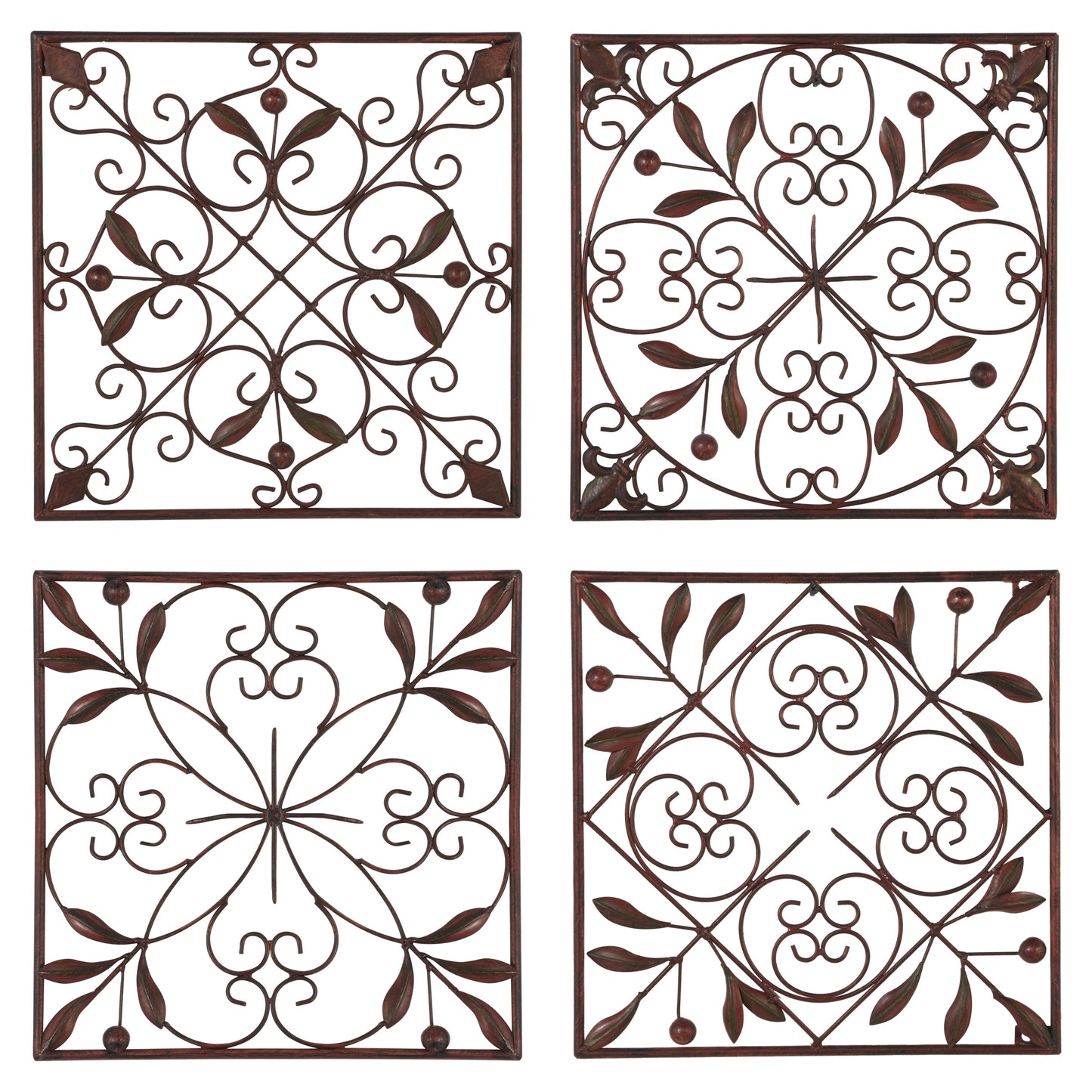 Wanddekoration mit Metallrollen – 4er-Set, Dunkelbraun – Roche River Decor