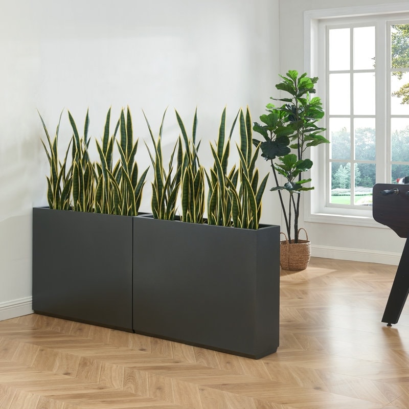 Schwerer Pflanzkasten aus Metall für Pflanzen im Freien, 38L x 10B x 30H Zoll hoch und lang, Pflanzkasten mit Metalltrennwand – 38 x 30 x 10