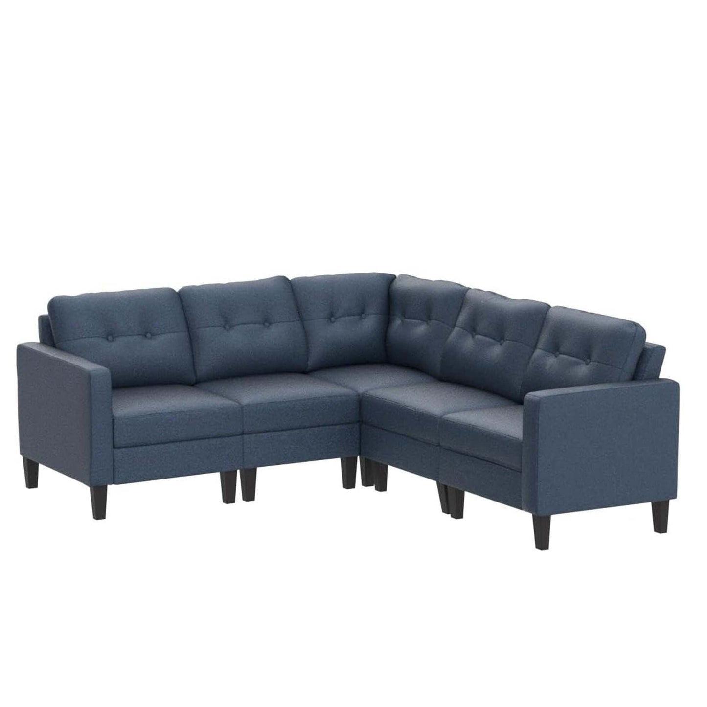 Mid-Century 5-Piece Modular Sectional Sofa with Button-Tufted Cushions for Living Room