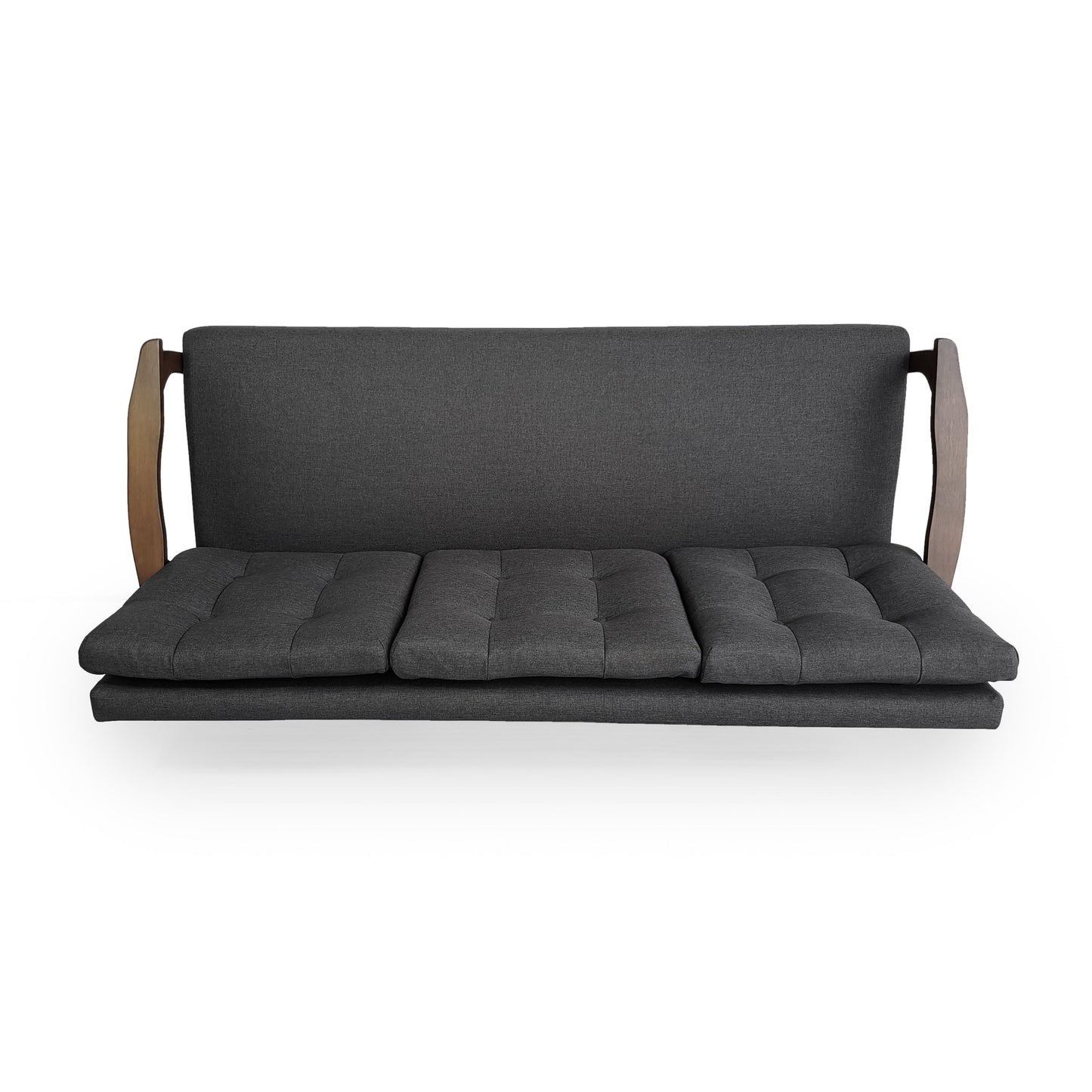 Mid Century 65.5 Button Tufted 3-seater Sofa with Rubberwood Legs for Living Room