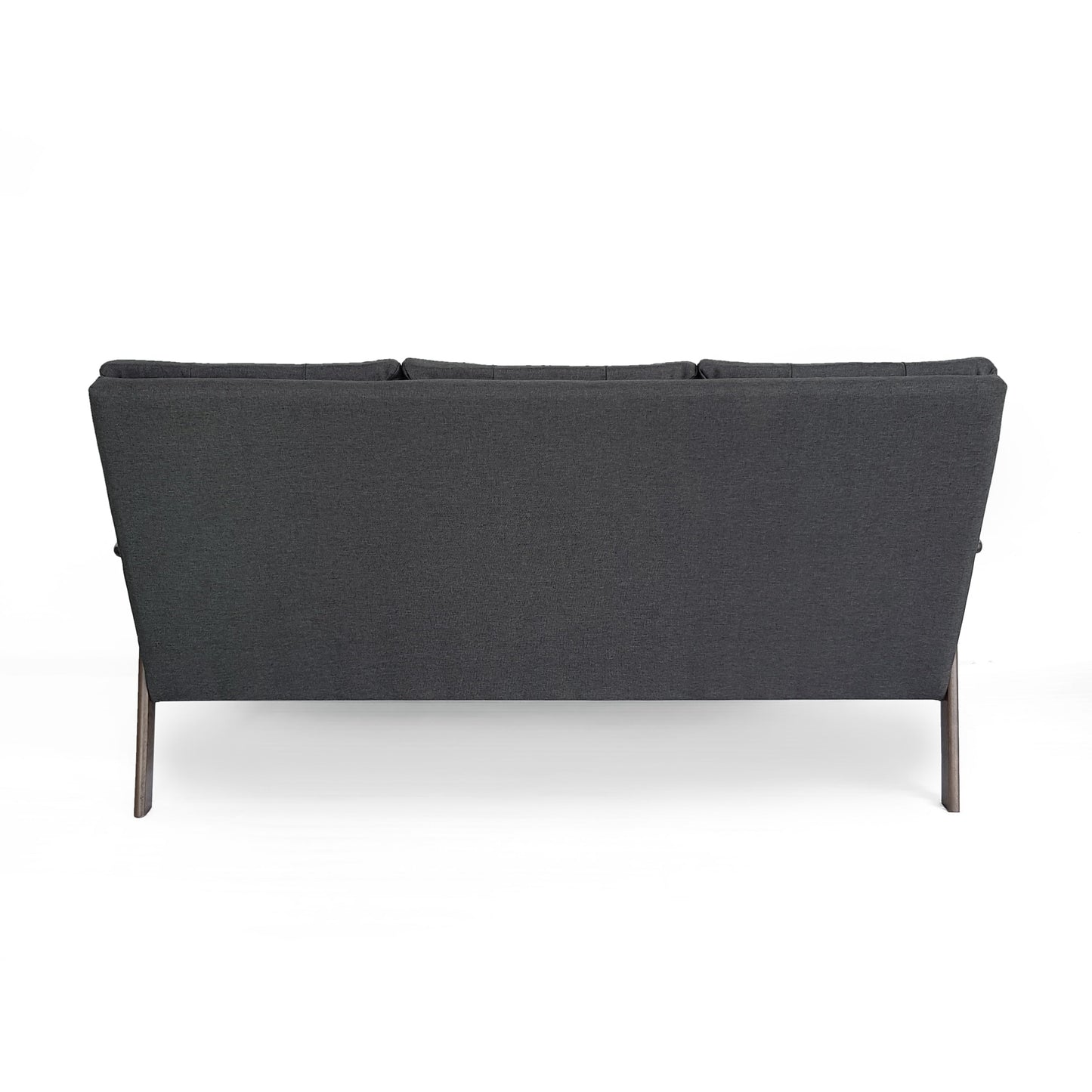 Mid Century Button Tufted 3-seater Sofa with Rubberwood Legs
