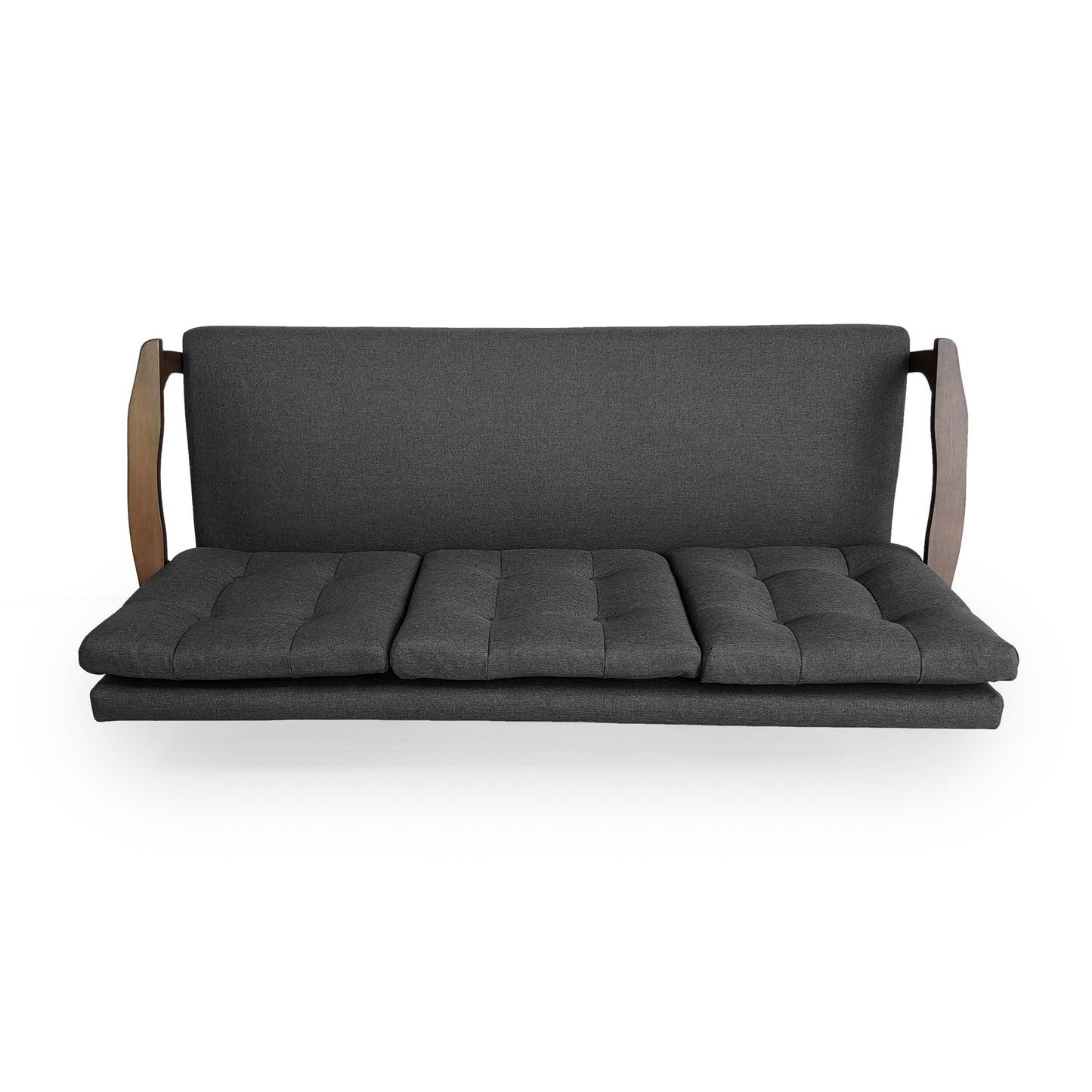 Mid Century Button Tufted 3-seater Sofa with Rubberwood Legs
