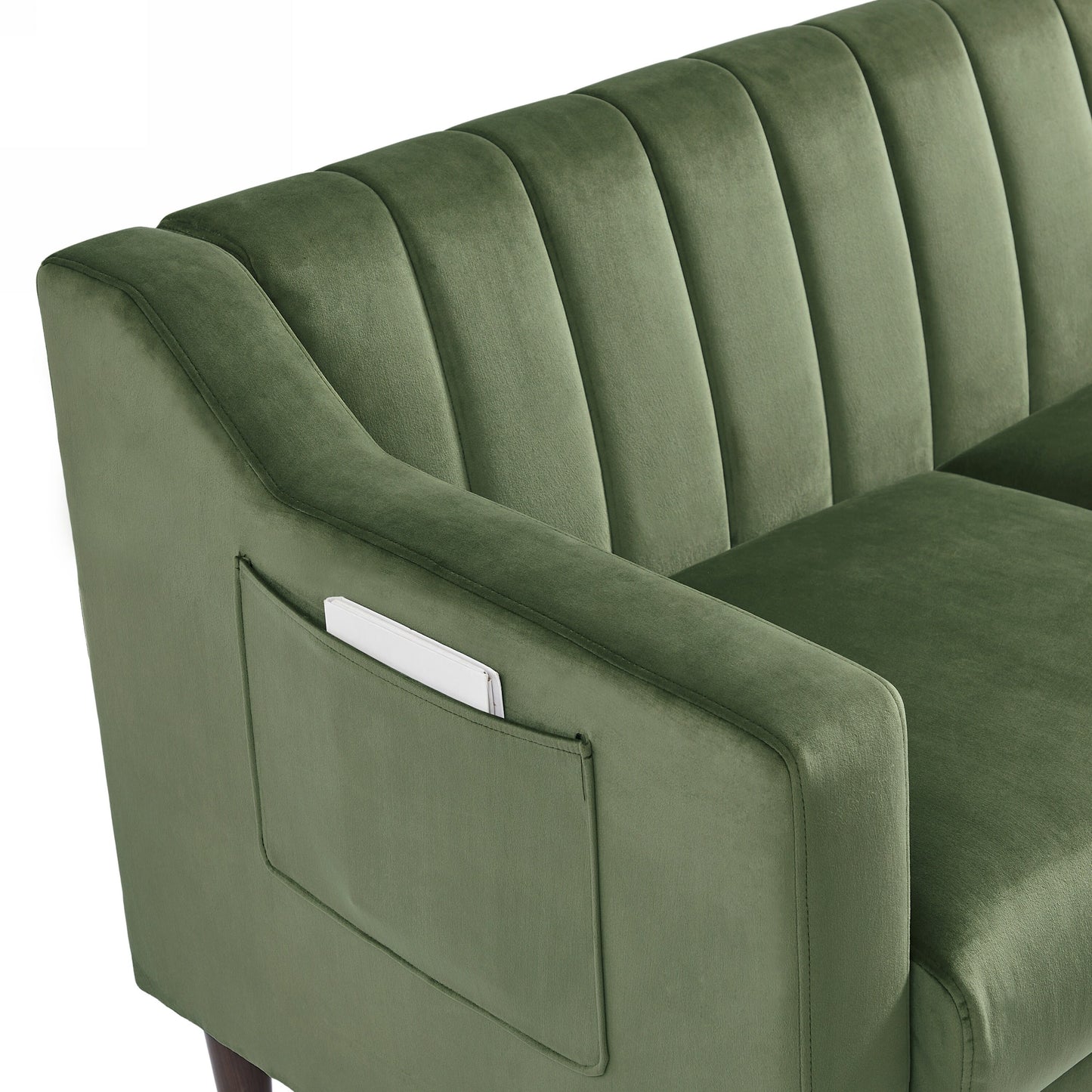 Mid Century Modern 55 Velvet Loveseat Chesterfield Upholstered Sofa with Wooden Frame and Pillows for Living Room