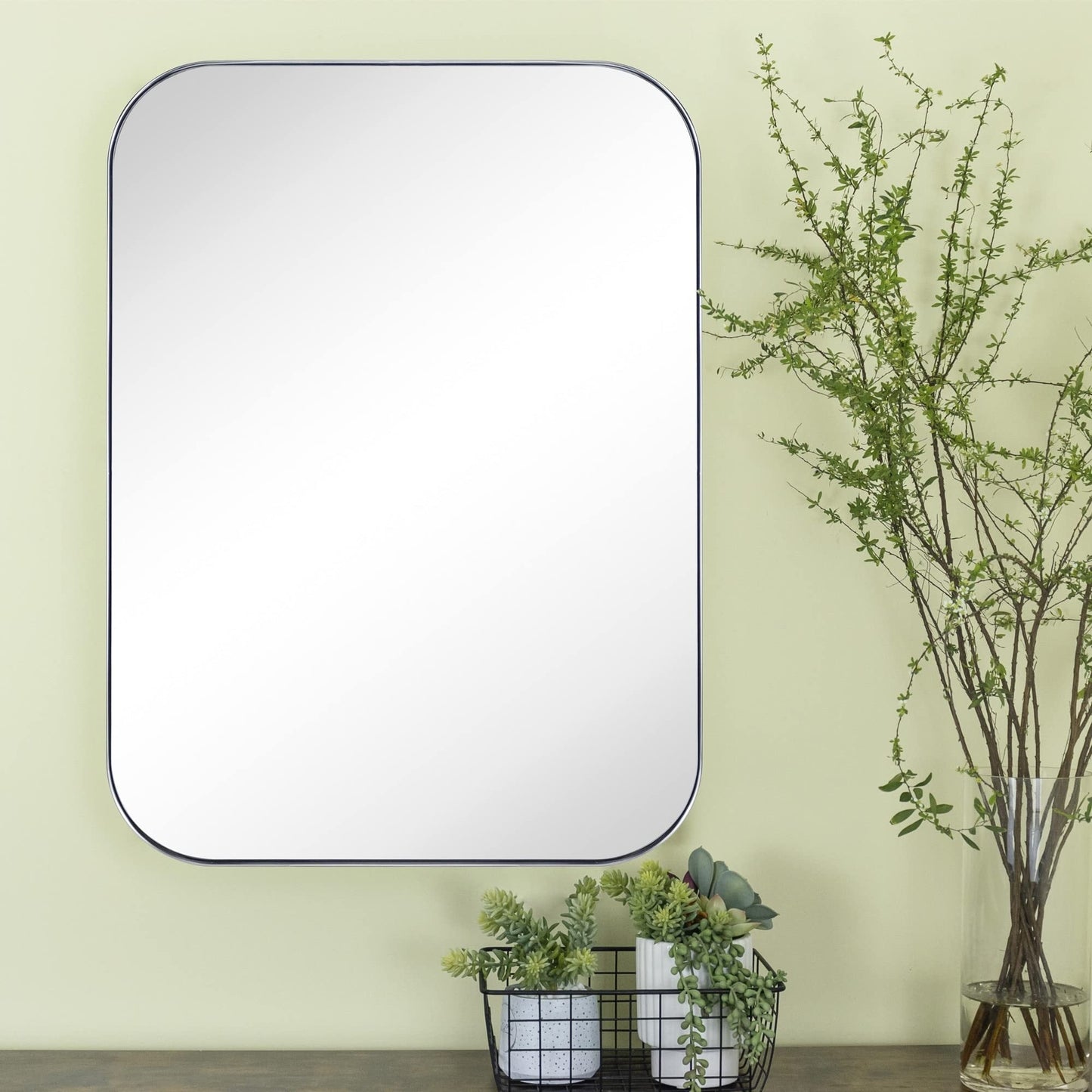 TEHOME Mid-Century Modern Chic Metall Abgerundete Wandspiegel