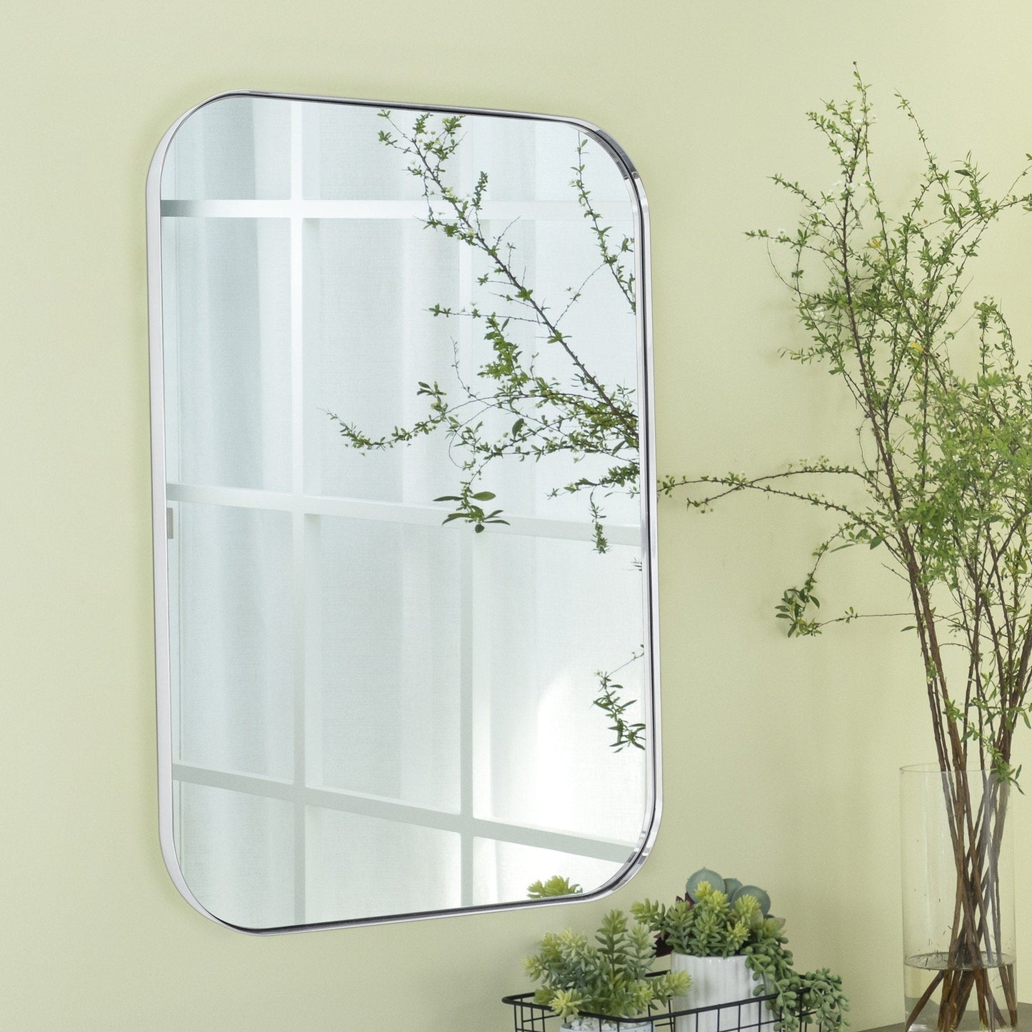 TEHOME Mid-Century Modern Chic Metall Abgerundete Wandspiegel