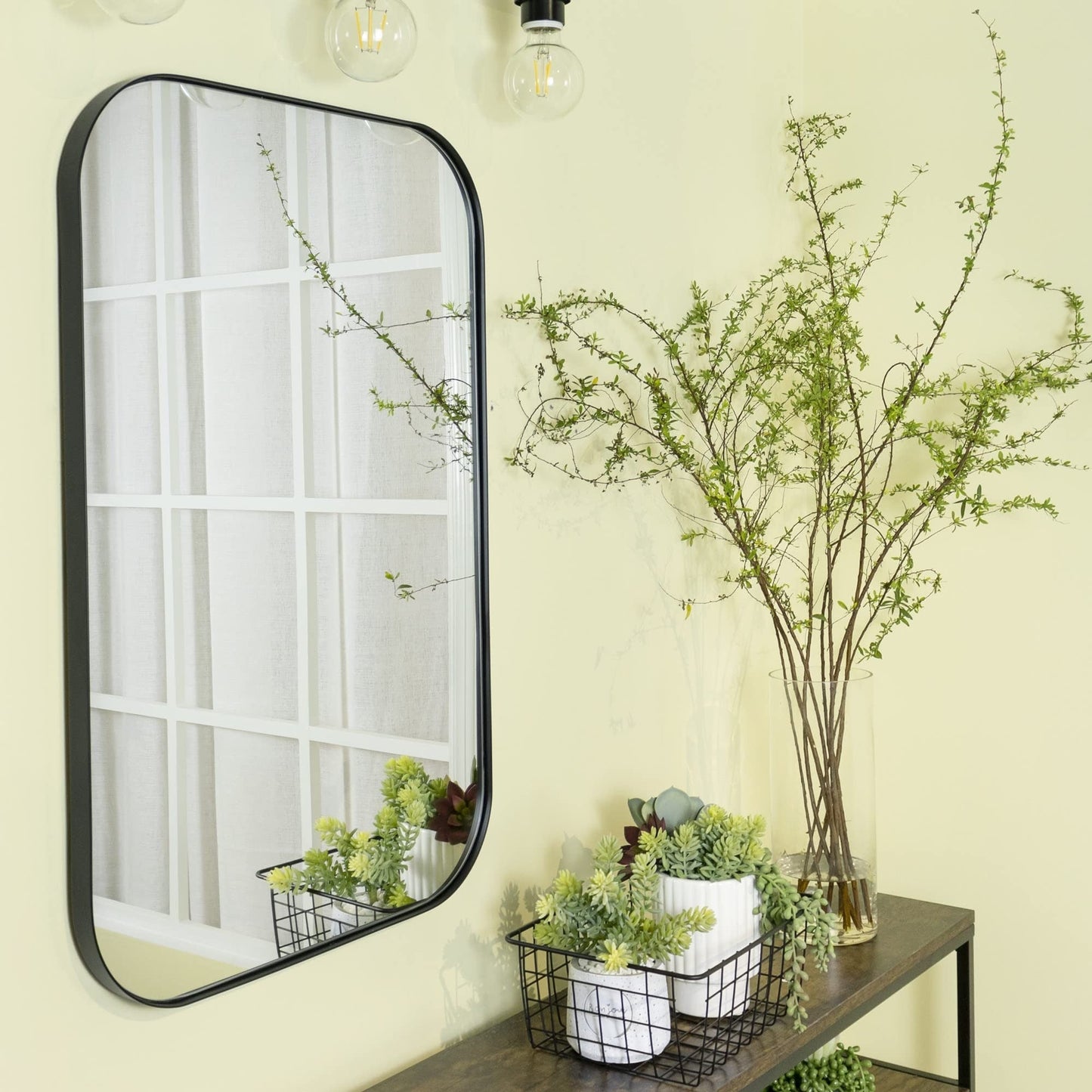 TEHOME Mid-Century Modern Chic Metall Abgerundete Wandspiegel
