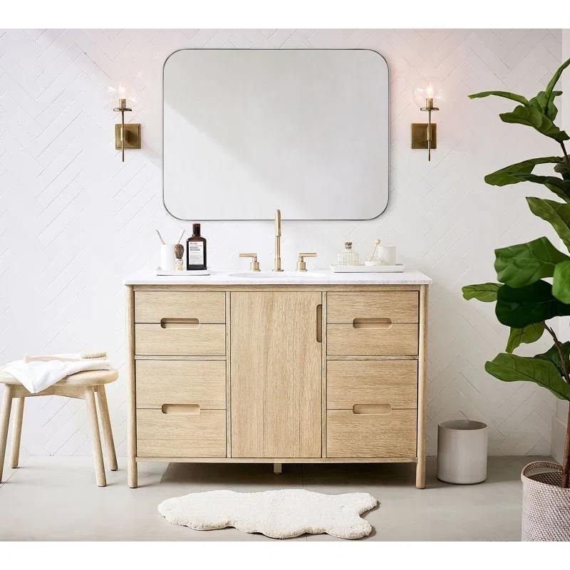 TEHOME Mid-Century Modern Chic Metall Abgerundete Wandspiegel