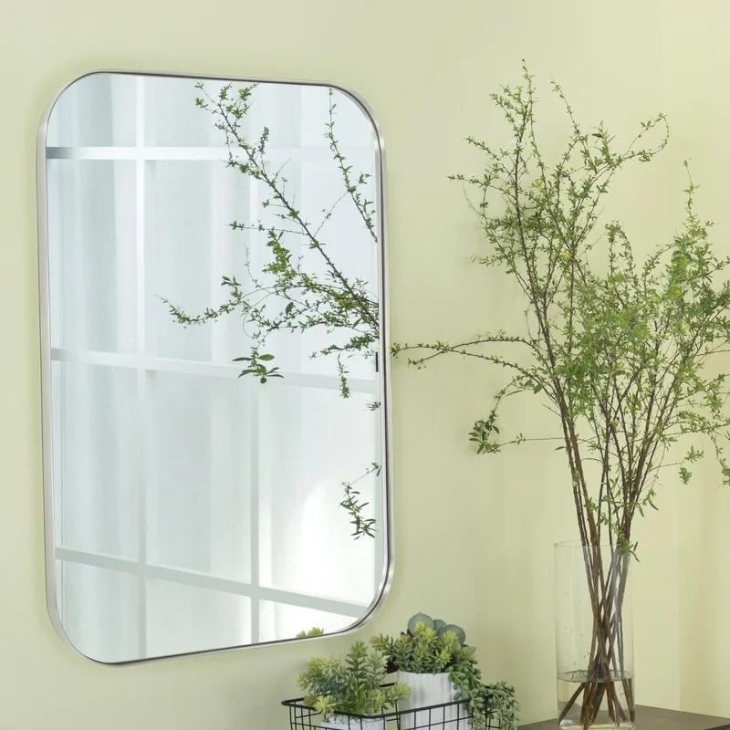 TEHOME Mid-Century Modern Chic Metall Abgerundete Wandspiegel