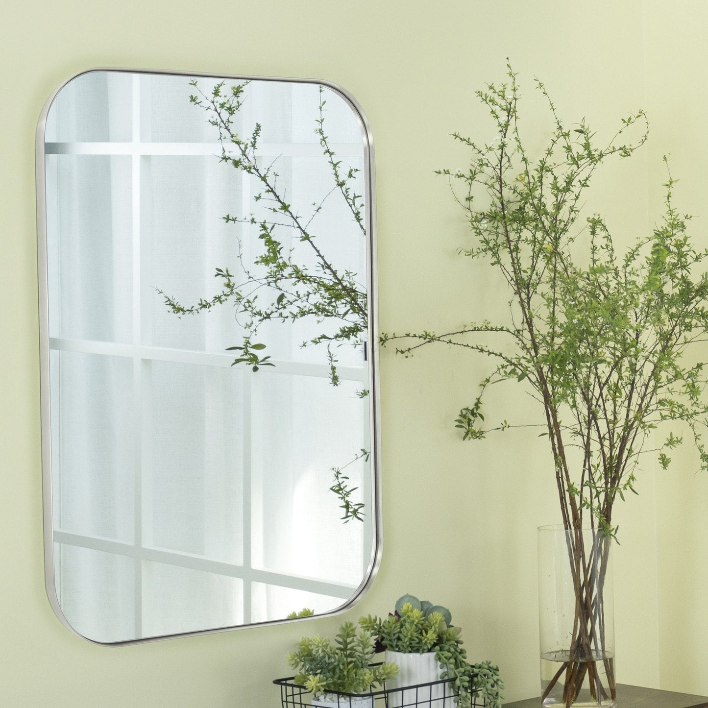 TEHOME Mid-Century Modern Chic Metall Abgerundete Wandspiegel