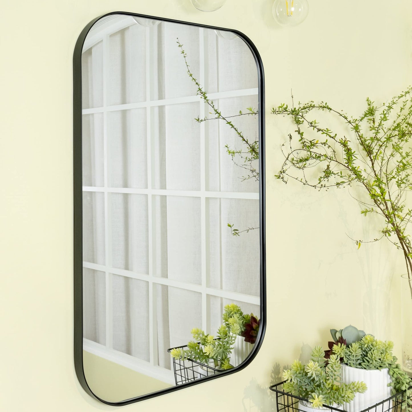 TEHOME Mid-Century Modern Chic Metall Abgerundete Wandspiegel