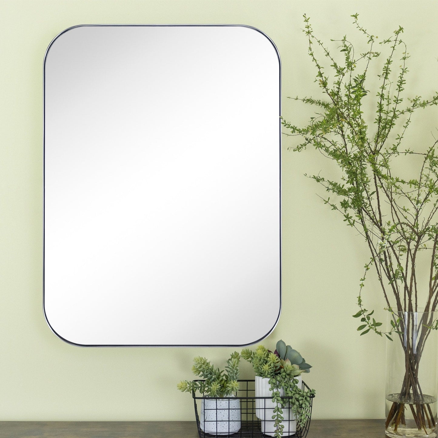 TEHOME Mid-Century Modern Chic Metall Abgerundete Wandspiegel