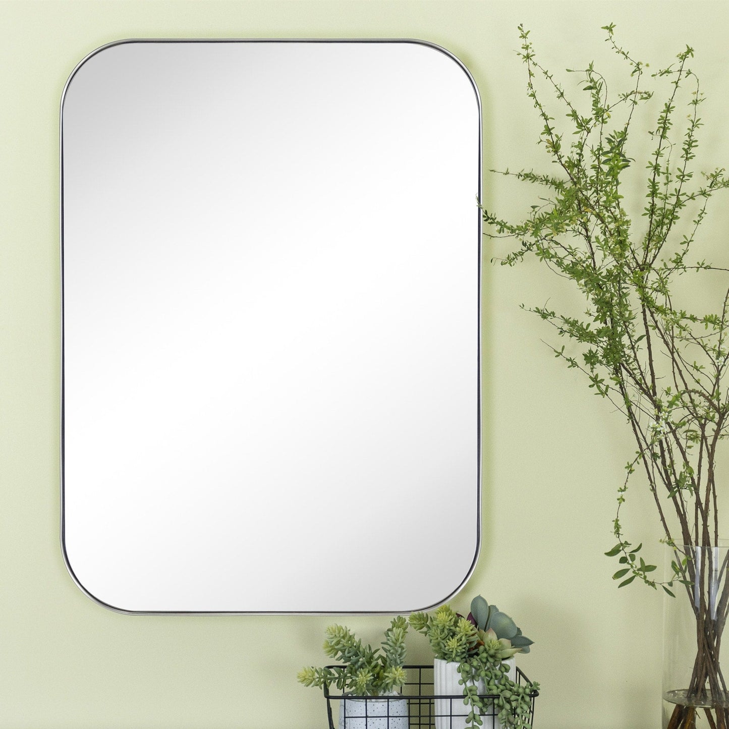 TEHOME Mid-Century Modern Chic Metall Abgerundete Wandspiegel