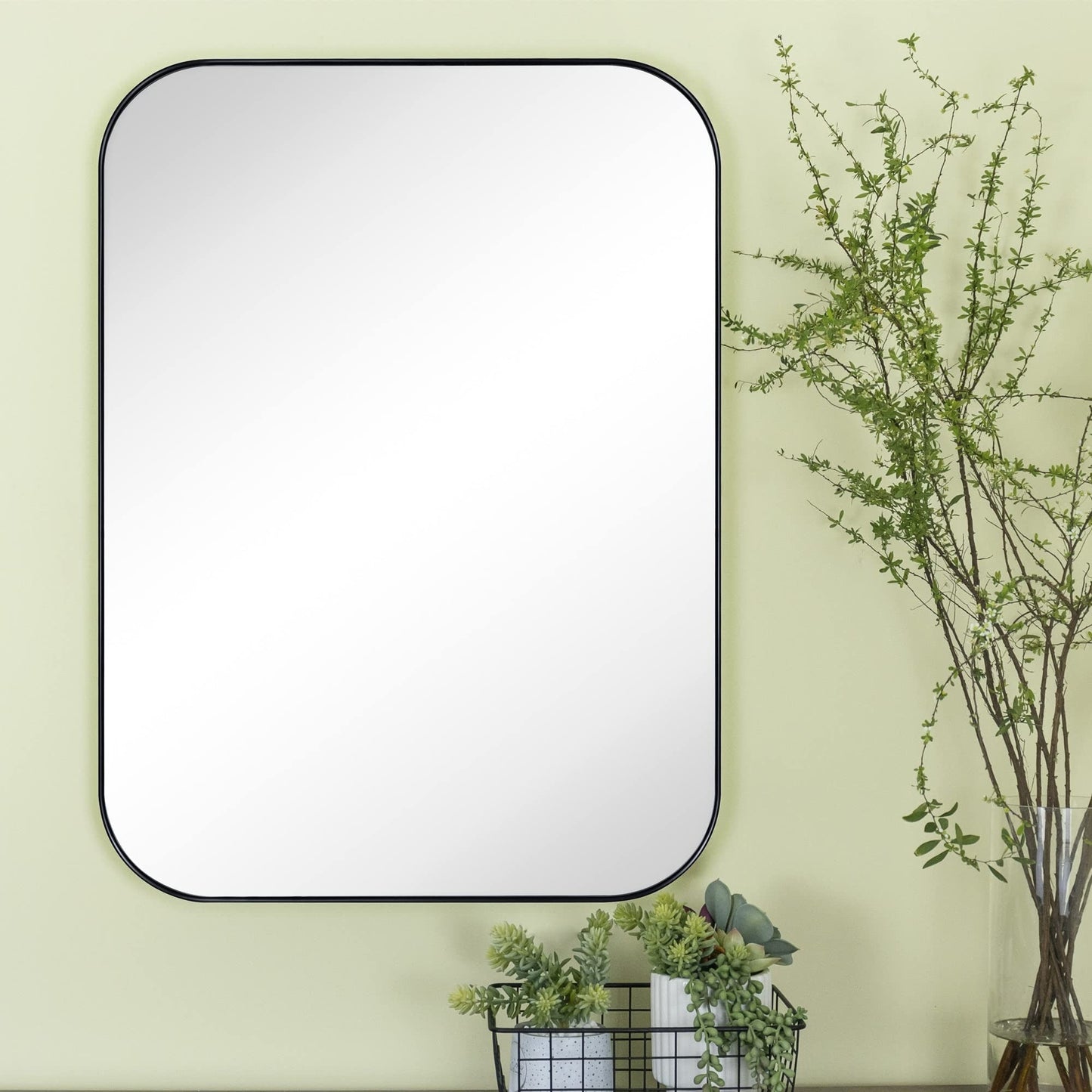 TEHOME Mid-Century Modern Chic Metall Abgerundete Wandspiegel
