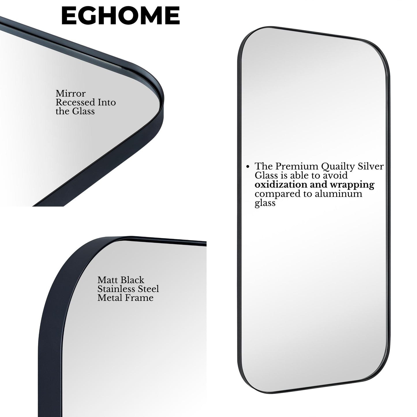 TEHOME Mid-Century Modern Chic Metall Abgerundete Wandspiegel